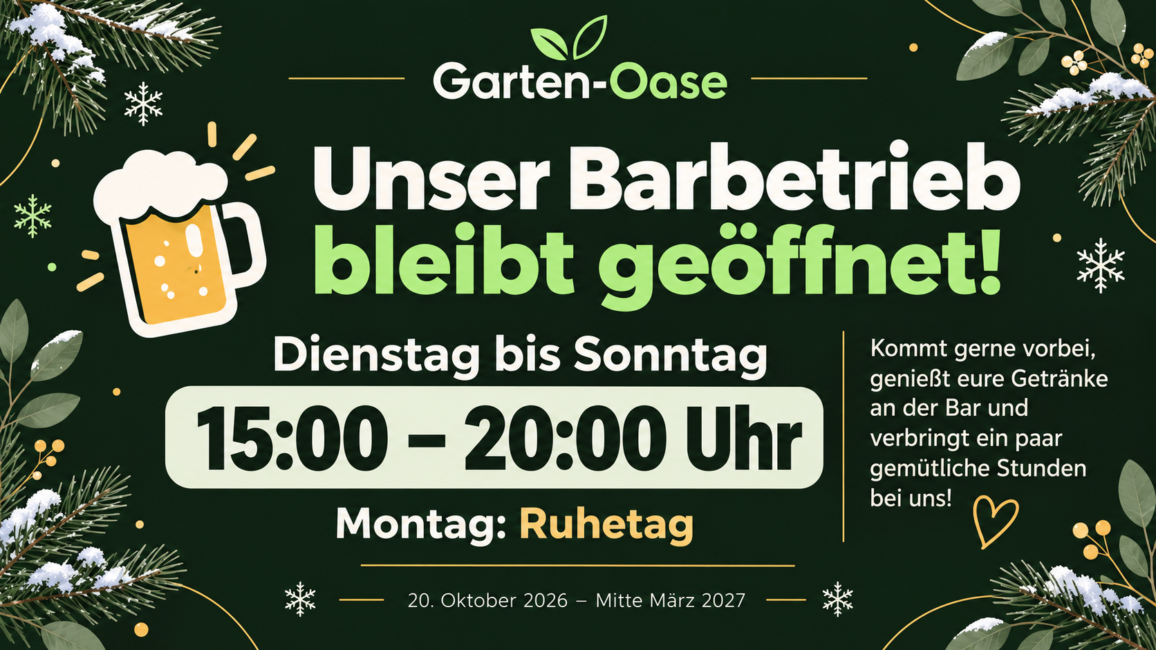 Unser Barbetrieb bleibt geöffnet