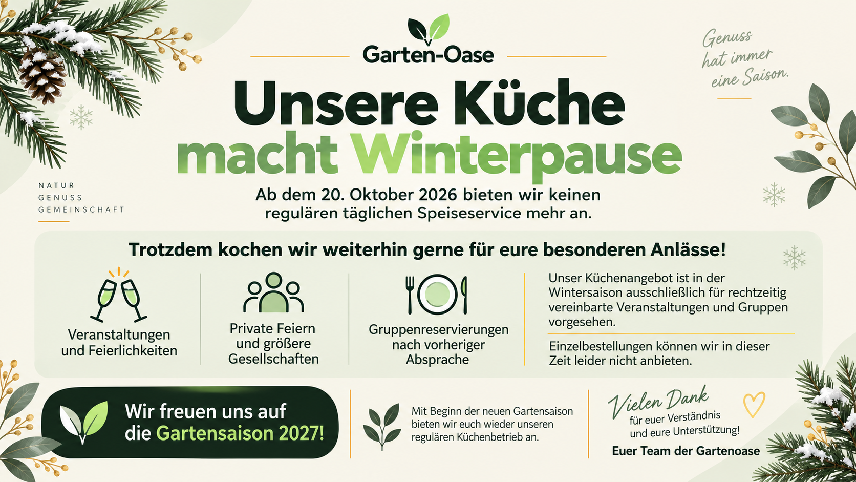 Unsere Küche macht Winterpause